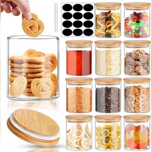 Glass Jars With Bamboo Lids, 16 oz., 12 Count